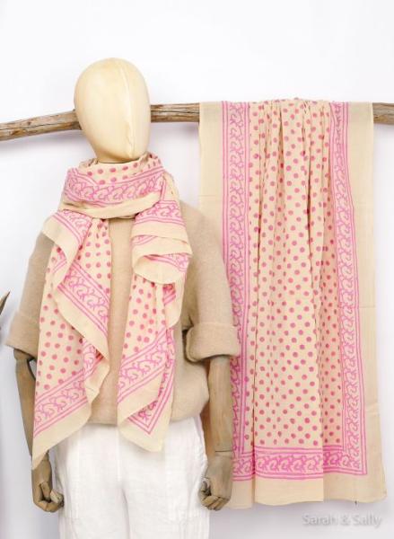 Sarah & Sally Baumwollschal Natur und Punkte